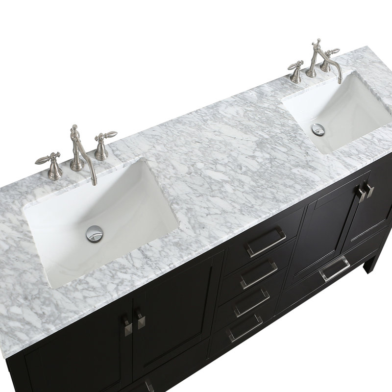 Brayden Studio® Zeringue 84'' Double Bathroom Vanity with Marble Vanity